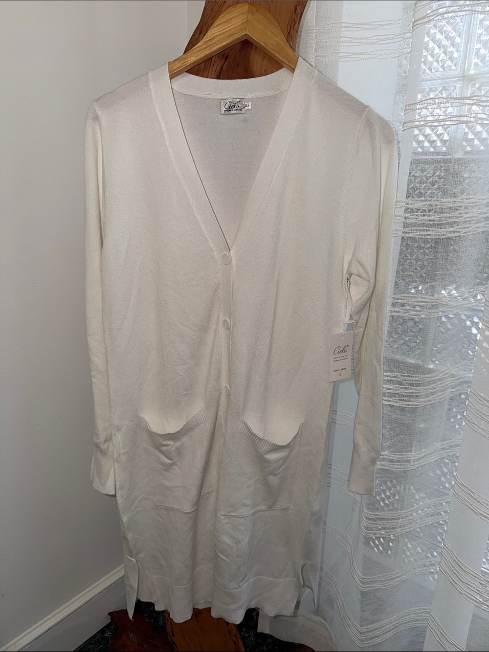 Cielo Cream Long Button Cardigan